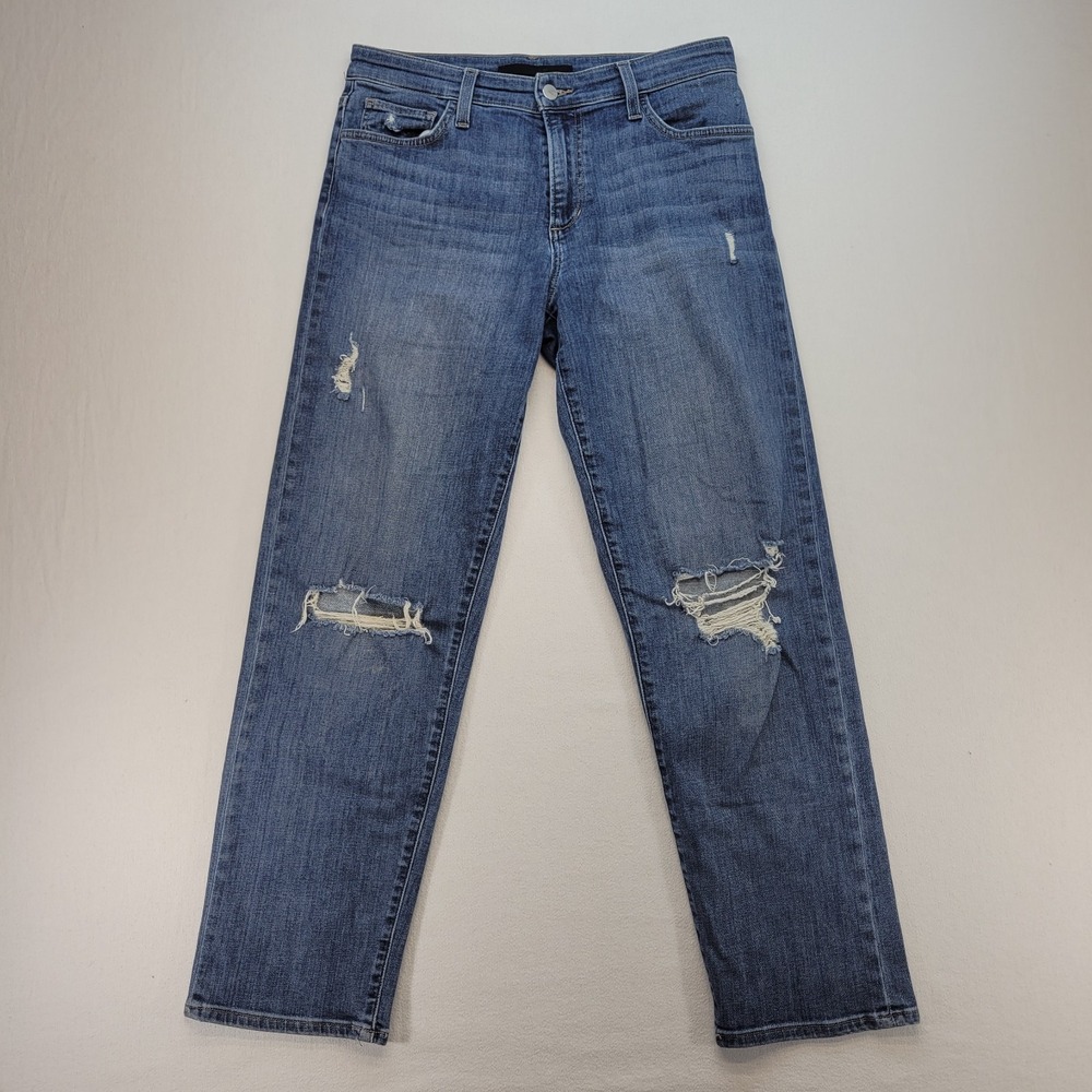 Joes Jeans Womens‎ 26 Blue Niki Boyfriend Mid Rise Medium Wash Ripped Denim